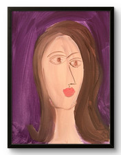 Contemporary Abstract Art 11x14 Woman Face Acrylic Painting Wall Decor Canvas