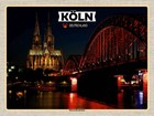 Holzschild 30x40 cm Köln Hohenzollernbrücke Nacht Bildmotiv Reisemotiv Abenteuer
