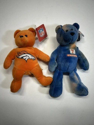 Denver Broncos Beanie Babies NFL 1998 John Elway + Denver Broncos Vintage 8.5 in