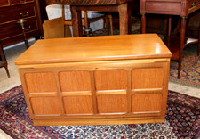 Mid Century Modern Teak Drop Front Bar Cabinet Danish Modern