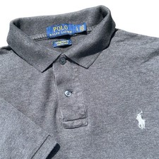 Polo Ralph Lauren Shirt Mens Large Custom Slim Fit Stretch Mesh Gray White Pony