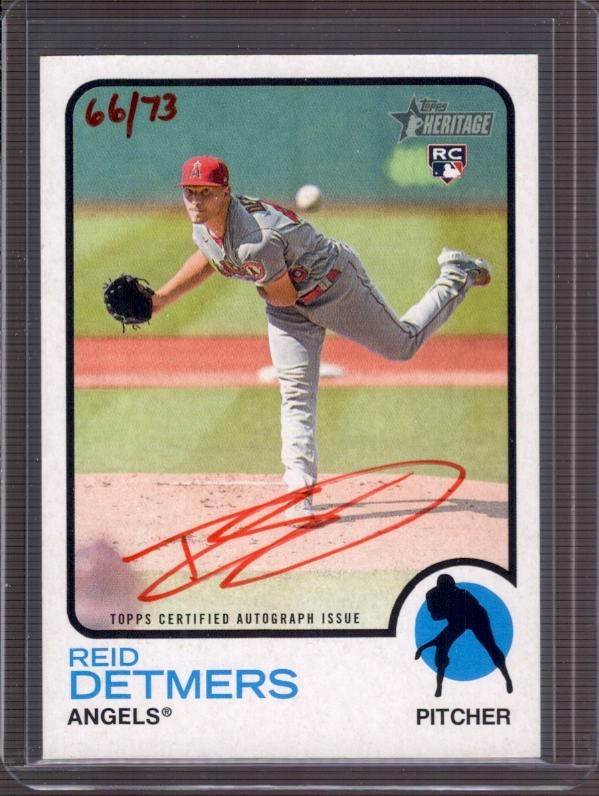 REID DETMERS 2022 Topps Heritage Real One Red Ink Rookie RC Autograph Auto #/73