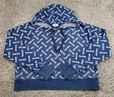 Tommy Jeans Hoodie Sweatshirt Women's Size Large Blue Pullover Cropped