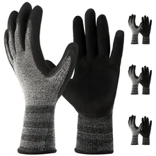LUCKY SLD 3Pairs Safety Work Gloves ST3230 PU Coated,Gray Work gloves Comfort...