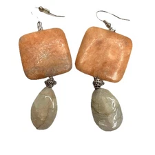Sunstone Heliolite Hand Crafted Natural Stone Earrings Jewelry 
