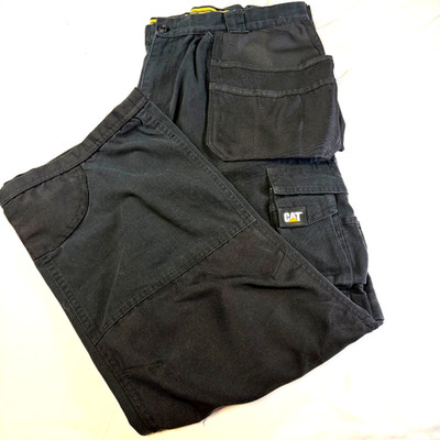 CAT Trademark Work Pants Mens 40x32 Black Straight Cargo Heavy Duty Utility $74