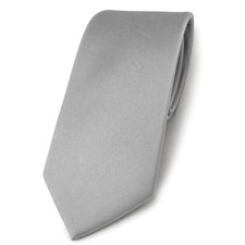 TigerTie Designer Satin Krawatte grau hellgrau silber uni 100 % Polyester