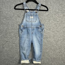Oshkosh B Gosh 24 Month Denim Overalls Yellow Floral Cuffs Snap Legs Waist EUC