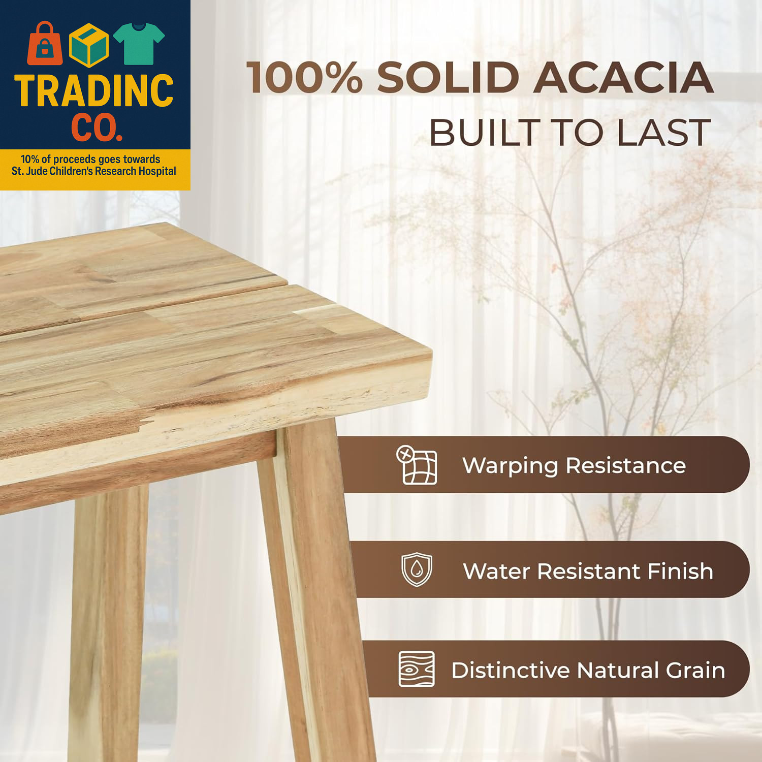 Solid Wood Bench for Entryway, Bed Bench, Dining, Plant Stand - Wooden Bench Ind