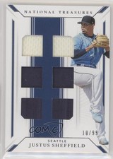 2019 National Treasures Game Gear Material Sixes 10/99 Justus Sheffield jn1