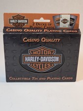 Harley-Davidson Collectible Casino Quality PLAYING CARDS And Tin Vintage