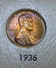 1936  Lincoln Cent - Vividly Toned Unc / Uncirculated (AO1)
