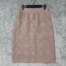 Vintage 70s Handmade Crochet Skirt S Mauve Pink Cottagecore Boho Indie Artisan