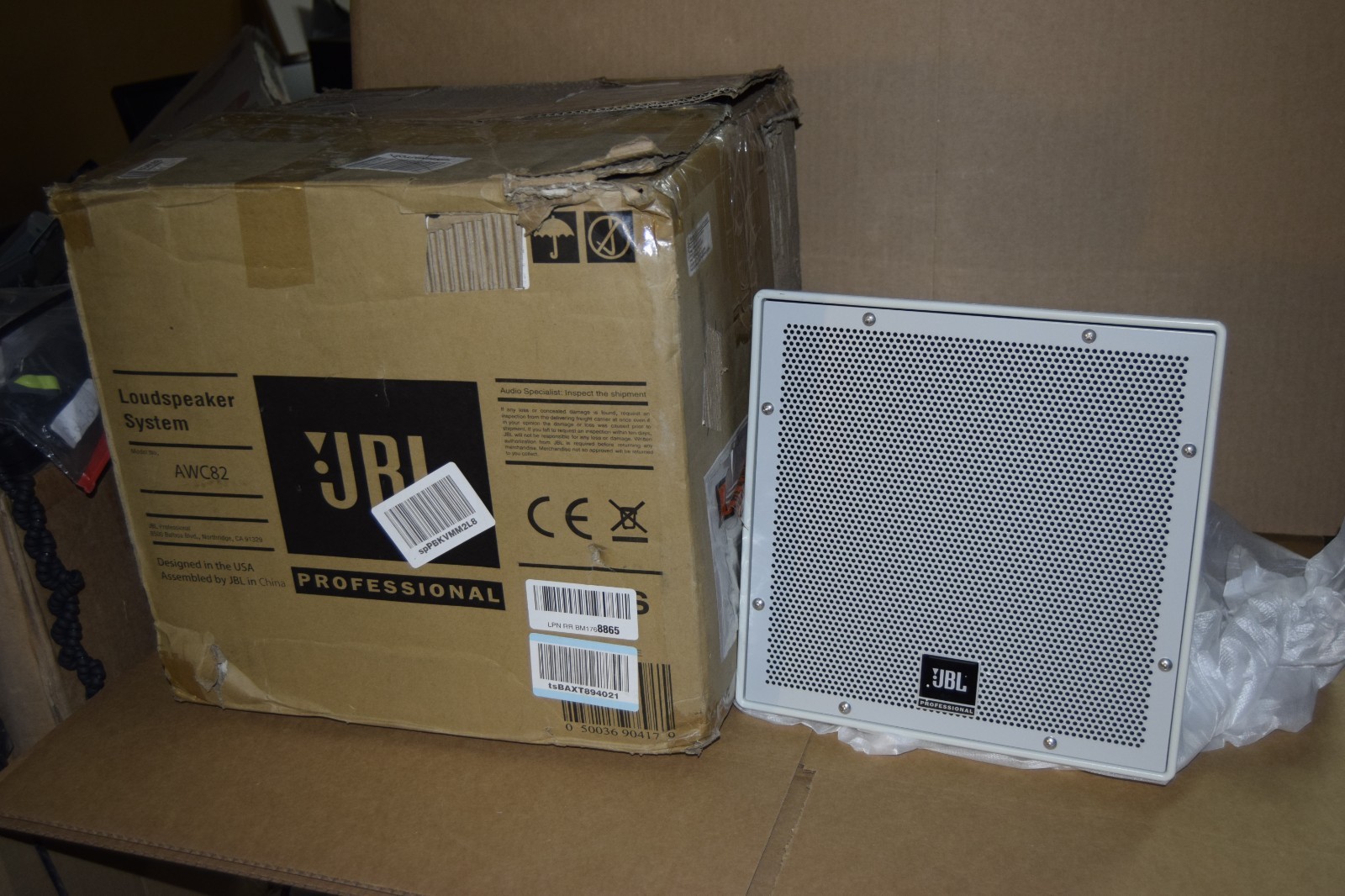 New! JBL White Surface Mount Indoor/Outdoor Commercial Speaker AWC82 / 200 Watt