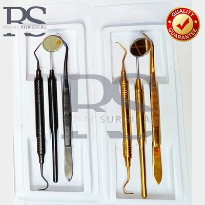 Dental Basic Examination Kits Probes Mirror Color Coaded Instruments Set Of 3pcs