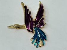 Vintage Goldtone GIOVANNI Blue Purple Enamel ...