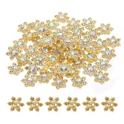 200 Pcs 13mm Flatback Flower Crystal Rhinestone Embellishments, Crystal AB