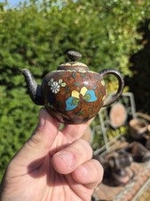 Lovely Antique 19thc Japanese Cloisonne Minature Teapot 3.75"