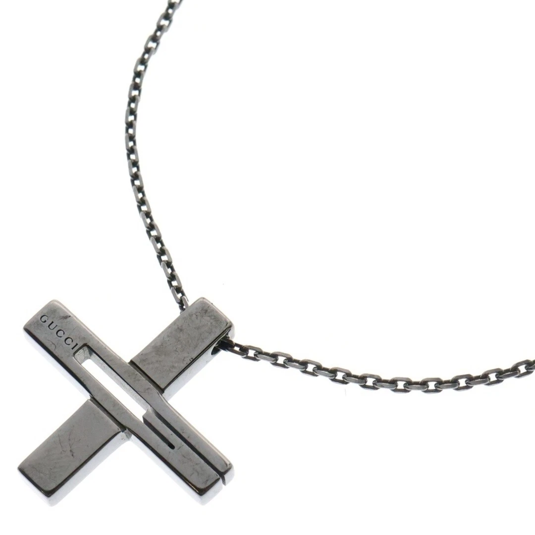 GUCCI Ritaglio G Croce Catena Collana Ciondolo Argento Usato1022b35173479813bdb