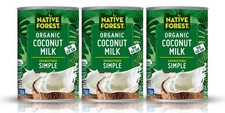 Native Forest Organic Coconut Milk Unsweetened 13.5 Fl Oz 3 pack exp 11/5/2026