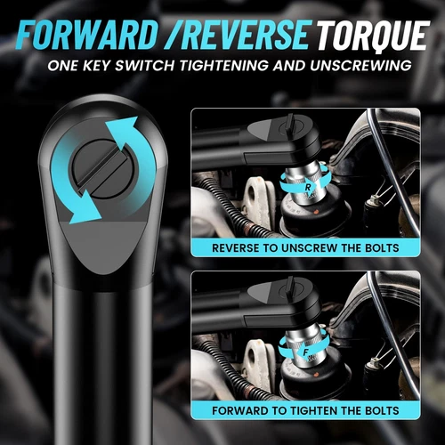 Cordless 3/8" Ratchet Wrench Electric 40-66Ft-lbs Brushless Motor 200RPM 2Batter - Bild 14 von 24