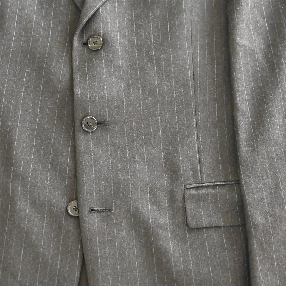 Hart Schaffner Marx 40R 33x30 Gris Franela Rayas Dorado Trompetista Hombres Pantalones Traje Foto 3 de 4