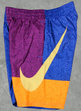 Nike Swim Trunks Boys Small Blue Violet Volley Patchwork Board Shorts NWT