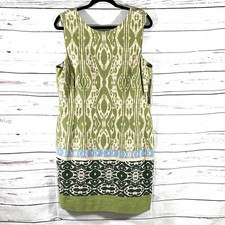 Tahari Asl Dress Women’s 14 Green Sheath Sleeveless Linen Blend NWT