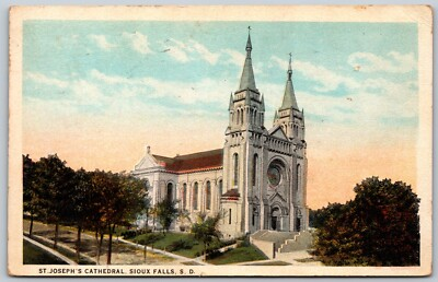 #ad 1924 St Joseph#x27;s Cathedral Sioux Falls SD ANTIQUE Postcard $9.98