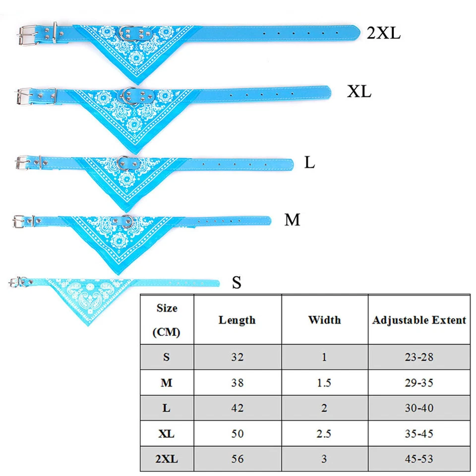 Pet Dog Puppy Cat Neck Scarf Bandana with Leather Collar Neckerchief Adjustable∂ - Image 2 of 4