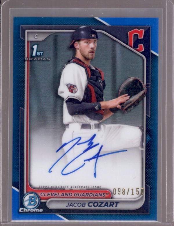JACOB COZART 2024 Bowman Chrome Draft 1st Blue Refractor RC Autograph Auto #/150