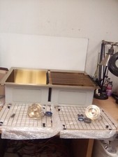 Zeesink 33" X 22" Double Bowl Stainless Steel Gold Drop In Kitchen Sink