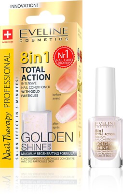 Evelin Cosmetics Total Action 8 in1 Intensive Nail Conditioner with Golden Shine