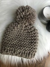 NEW Hand Knitted Baby Boy Girl Beanie Hat Cap Newborn Light Taupe