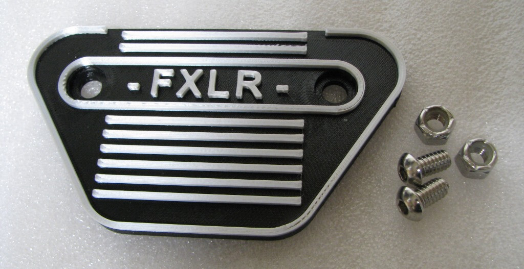 HARLEY FXR - FXLR - SIDE FRAME COVER BADGE PLATE - STAINLESS