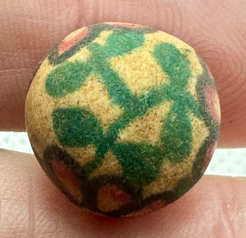 ANTIQUE HAND PAINTED CLAY MARBLE 5/8" flowers from the mid to late 1800's - Bild 6 von 7