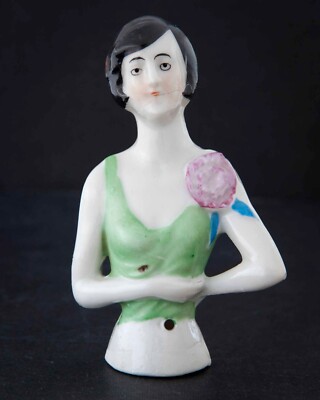 Vintage 3.375'' Pin Cushion Half-Doll Porcelain Figurine - Germany #1558 -READ