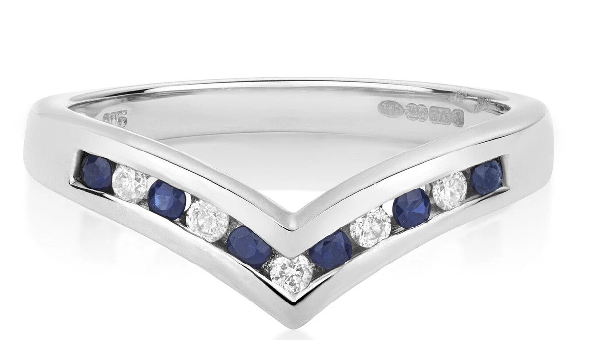 Sapphire and diamond wishbone ring Clearance