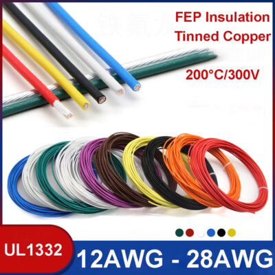 PTFE Kabeldraht 12AWG-28AWG  Hochtemperatur Litzenkabel Verzinntes Kupfer UL1332