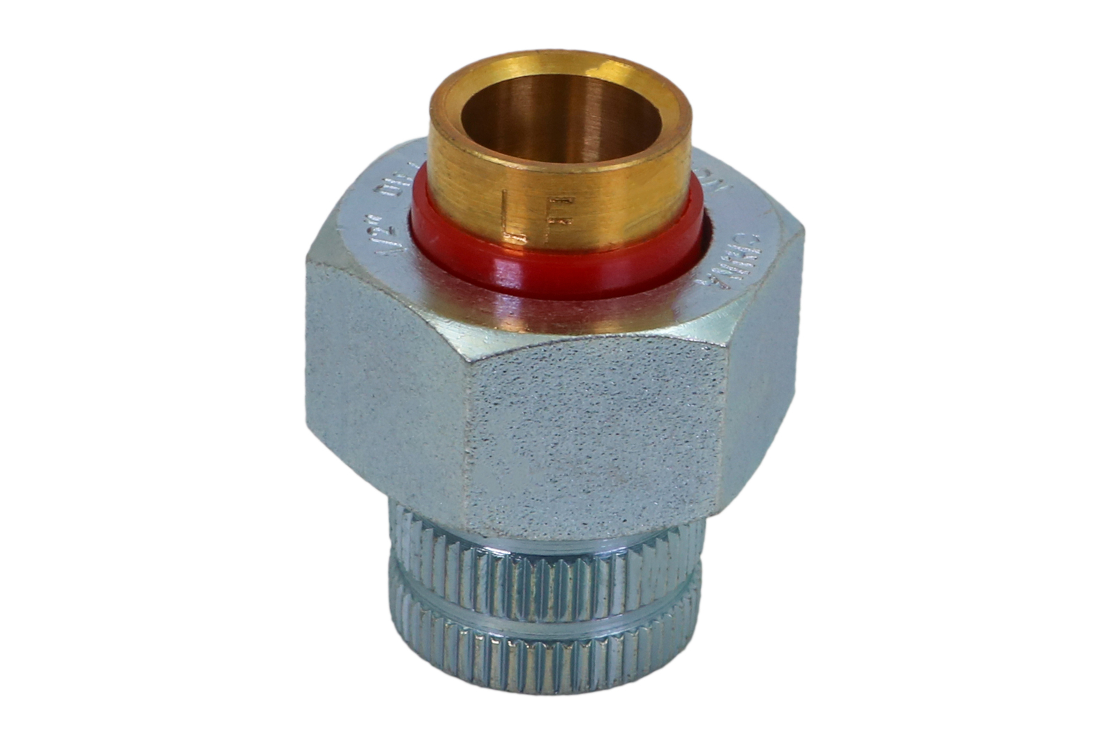 Midline Valve Dielectric Union Pipe Fitting; FIP x SWT; Brass x Zinc Coat Steel
