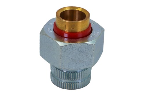 Midline Valve Dielectric Union Pipe Fitting; FIP x SWT; Brass x Zinc Coat Steel
