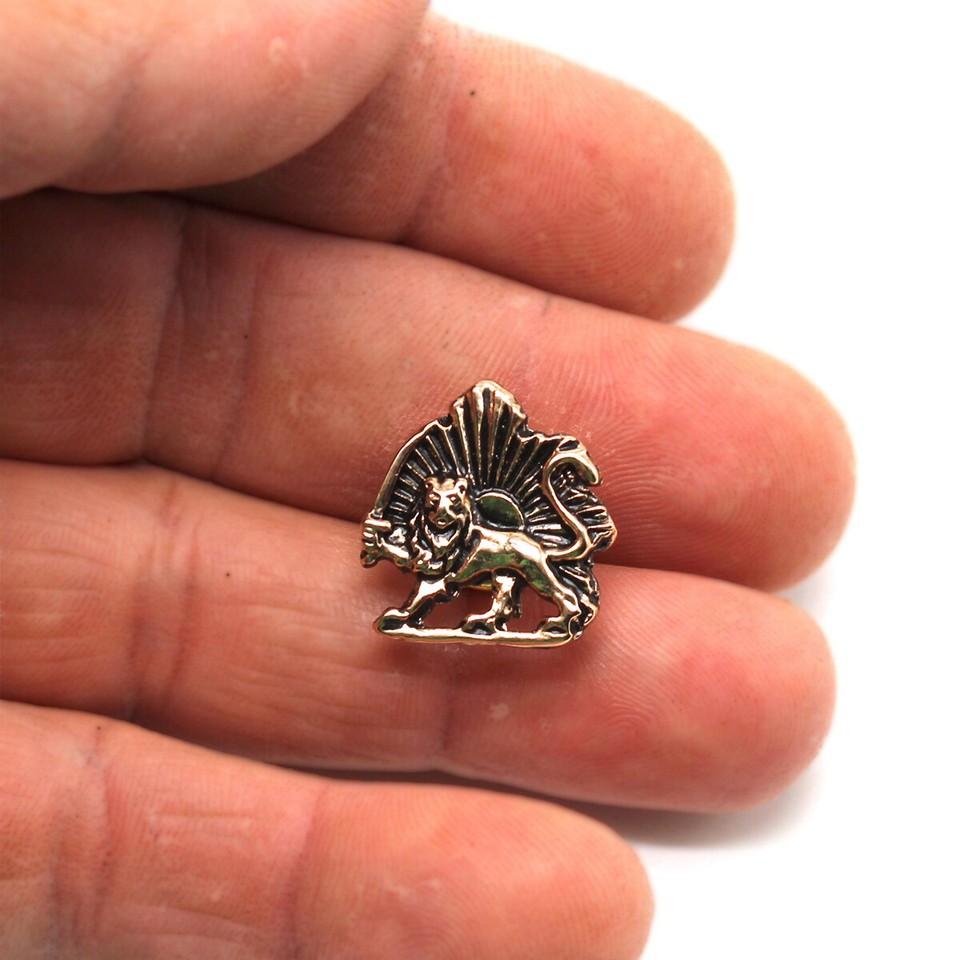 Persian Shir Khorshid Lion & Sun Tie Pin Brooch - Stainless Steel Silver Plated Suit Accessory 6 thumbnail image