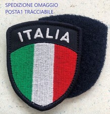 PATCH SCUDETTO ITALIA FONDO BLU NAVY RICAMATA CON NASTRO A STRAPPO CM 5,5X6,5
