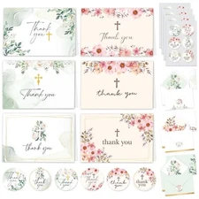 Decorably Thank You Cards with Envelopes & Stickers, Baptism Cards - 24 Pack ...