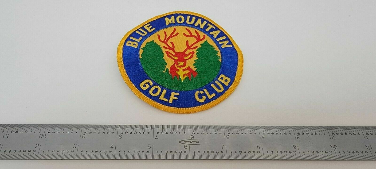 Vintage Blue Mountain Golf Club Buck Deer Hunter Woods Textile Patch 4.25 Inches
