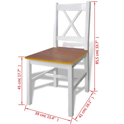 5 Pcs Dining Table Chairs Set Elegant Solid Wooden Kitchen Furniture Brown/White - Picture 6 of 6