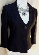 Kaliko ~ Black Tailored Linen Blend Jacket ~shawl Collar Size 8