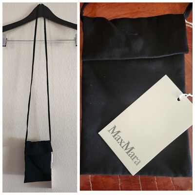 MaxMara Purse Pouch Phone Bag Handbag Crossbody Black Fabric Shoulder Fulcro NWT