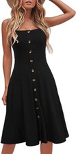 Berydress Women's Casual Beach Summer Dresses Flattering A-Line, Black, XL - NEW