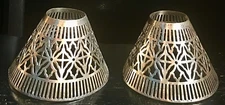 Pair of Silver Tone Reticulated Candle Lamp Shades